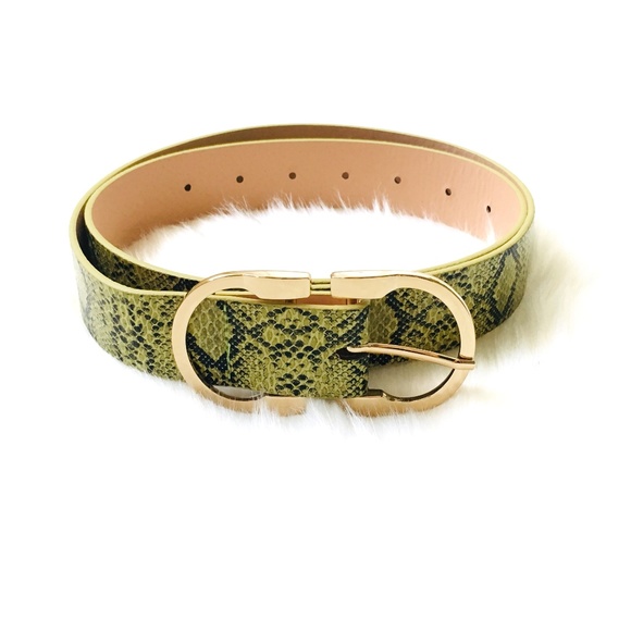 Accessories - Lime Snake Print Belt